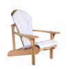 Reclining Cedar Chaise Lounger with Blue Cushion