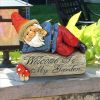 GIDEON THE GARDEN GNOME WELCOME SIGN