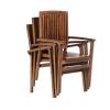 7-Piece Twin Butterfly Leaf Teak Extension Table Dining Chair Set with Blue Cushions