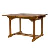 7-Piece Twin Butterfly Leaf Teak Extension Table Dining Chair Set with Green Cushions