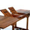 6-Piece 4-ft Teak Round Folding Table Set with Red Umbrella