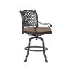 Patio Outdoor Aluminum Bar Stool With Cushion; Set of 2; Dupione Brown