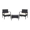 Lawn Backyard Patio Wicker Rattan Furniture 3 Pieces Set With Cushion