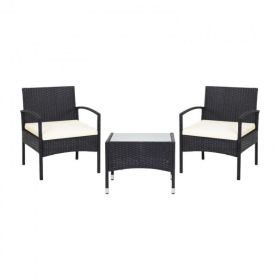 Lawn Backyard Patio Wicker Rattan Furniture 3 Pieces Set With Cushion