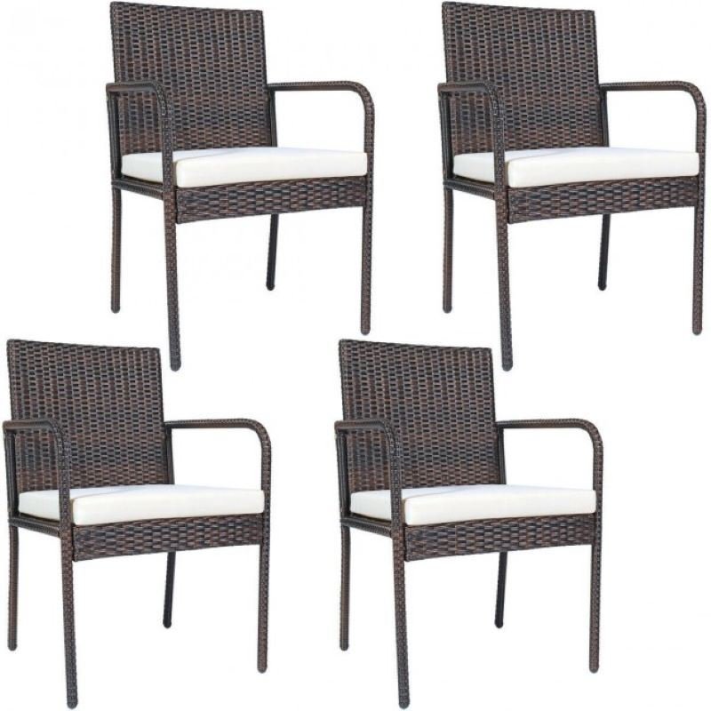 Trendy And Pratical Outdoor Patio Rattan Dining Chairs Cushioned Sofa 4 Pcs Set Trendy And Pratical Outdoor Patio Rattan Dining Chairs Cushioned Sofa 4 Pcs Set