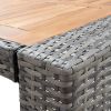 5 Piece Patio Bar Set Poly Rattan and Acacia Wood Gray
