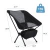 YSSOA; Ultralight Portable; Lightweight Foldable Chair for Backpacking for Outdoor Camp; Travel; Picnic; Hiking; 176 LBS Capacity; Black; 1-Pack