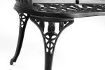Outdoor Patio Bench; Garden Bench with Cushion All-Weather Cast Aluminum Extra Loveseat for Lawn Front Porch Path Yard Decor Deck Furniture Black