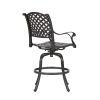 Patio Outdoor Aluminum Bar Stool With Cushion; Set of 2; Dupione Brown