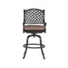 Patio Outdoor Aluminum Bar Stool With Cushion; Set of 2; Dupione Brown