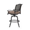 Patio Outdoor Aluminum Bar Stool With Cushion; Set of 2; Dupione Brown