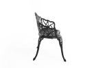 Outdoor Patio Bench; Garden Bench with Cushion All-Weather Cast Aluminum Extra Loveseat for Lawn Front Porch Path Yard Decor Deck Furniture Black