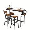 Bar Table Set with wine bottle storage rack