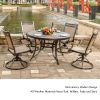 [Only for Pickup] 5 Piece Outdoor Dining Set Patio Furniture, Aluminum Swivel Rocker Chair Sling Chair Set with 48 inch Round Crafttech Top Aluminum T