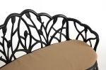 Outdoor Patio Bench; Garden Bench with Cushion All-Weather Cast Aluminum Extra Loveseat for Lawn Front Porch Path Yard Decor Deck Furniture Black