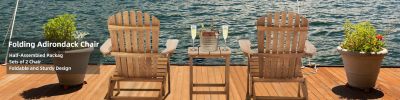 Wooden Outdoor Folding Adirondack Chair Set of 2 Wood Lounge Patio Chair for Garden; Garden; Lawn; Backyard; Deck; Pool Side; Fire Pit; Half Assembled