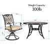 [Only for Pickup] 5 Piece Patio Dining Set Outdoor Furniture, Deep Cushioned Aluminum Swivel Rocker Chair Set with 46 inch Round Mosaic Tile Top Alumi