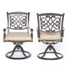 [Only for Pickup] 5 Piece Patio Dining Set Outdoor Furniture, Deep Cushioned Aluminum Swivel Rocker Chair Set with 46 inch Round Mosaic Tile Top Alumi