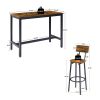 Bar Table Set with 4 Bar stools with backrest