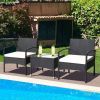 Lawn Backyard Patio Wicker Rattan Furniture 3 Pieces Set With Cushion