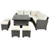 Patio Furniture Set, 8 Piece Outdoor Conversation Set, Dining Table Chair with Ottoman, Cushions