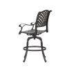 Patio Outdoor Aluminum Bar Stool With Cushion; Set of 2; Dupione Brown