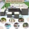 Patio Furniture Set, 8 Piece Outdoor Conversation Set, Dining Table Chair with Ottoman, Cushions
