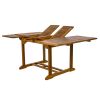 7-Piece Twin Butterfly Leaf Teak Extension Table Dining Chair Set with Royal White Cushions