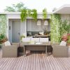 Outdoor Patio Furniture Set 4-Piece Conversation Set Wicker Furniture Sofa Set with Beige Cushions