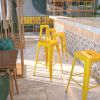 Commercial Grade 30 Inch High Backless Metal Indoor-Outdoor Bar Stool with Square Seat