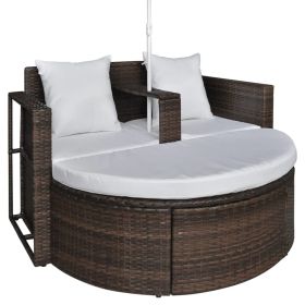 Outdoor Backyard Half-Moon Sectional Furniture Rattan Sofa  2-Piece Set (Material: Rattan, Color: brown)