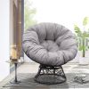 Outdoor Patio Wicker Papasan Chair 360-Degree Swivel with Frame and Cushion; Gray