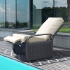 Adjustable Wicker Recliners with Aluminum Frame and Soft Cushions;  PE Rattan Recliner Lounge Chair for Indoor Outdoor Patio Garden