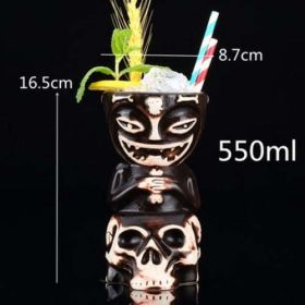 450ml Ceramic Tiki Mug Creative Porcelain Beer Wine Mug Cup Bar Tool - (Color: Khaki)