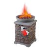 Outdoor Fire Pit 3pcs Set w/Haywood KD Aluminum X Back Stationary Spring Chairs