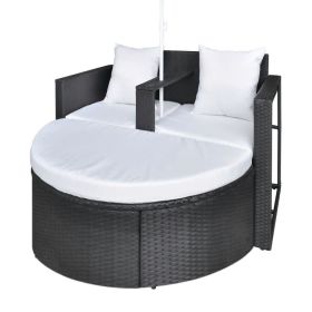 Outdoor Backyard Half-Moon Sectional Furniture Rattan Sofa  2-Piece Set (Material: Rattan, Color: Black)