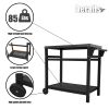 Outdoor Prep Dining Table; Movable Pizza Oven Stand;  Stainless Steel Patio Bar Cart; Patio Grilling Backyard BBQ Grill Cart