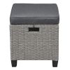 Patio Furniture Set;  5 Piece Outdoor Conversation Set;  Dining Table Chair with Ottoman and Throw Pillows