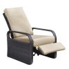 Adjustable Wicker Recliners with Aluminum Frame and Soft Cushions;  PE Rattan Recliner Lounge Chair for Indoor Outdoor Patio Garden