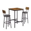 Bar Table Set with 2 Bar stools PU Soft seat with backrest
