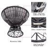 Outdoor Patio Wicker Papasan Chair 360-Degree Swivel with Frame and Cushion; Gray
