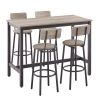 Bar Table Set with 4 Bar stools PU Soft seat with backrest