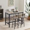 Bar Table Set with 4 Bar stools PU Soft seat with backrest