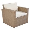 Outdoor Patio Furniture Set 4-Piece Conversation Set Wicker Furniture Sofa Set with Beige Cushions