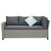 Patio Furniture Set;  5 Piece Outdoor Conversation Set;  Dining Table Chair with Ottoman and Throw Pillows