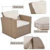 Outdoor Patio Furniture Set 4-Piece Conversation Set Wicker Furniture Sofa Set with Beige Cushions
