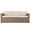 Outdoor Patio Furniture Set 4-Piece Conversation Set Wicker Furniture Sofa Set with Beige Cushions
