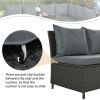 Patio Furniture Set;  6 Piece Outdoor Conversation Set;  Dining Table Chair with Bench and Cushions