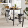 Bar Table Set with 2 Bar stools PU Soft seat with backrest