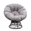 Outdoor Patio Wicker Papasan Chair 360-Degree Swivel with Frame and Cushion; Gray